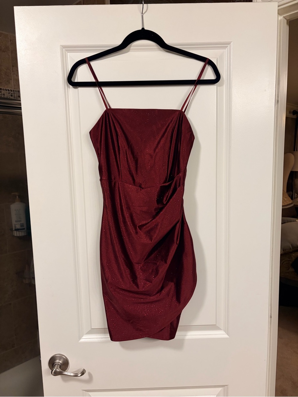 Emerald Sundae - Women’s Sparkle Spaghetti-Strap Mini Dress Size S